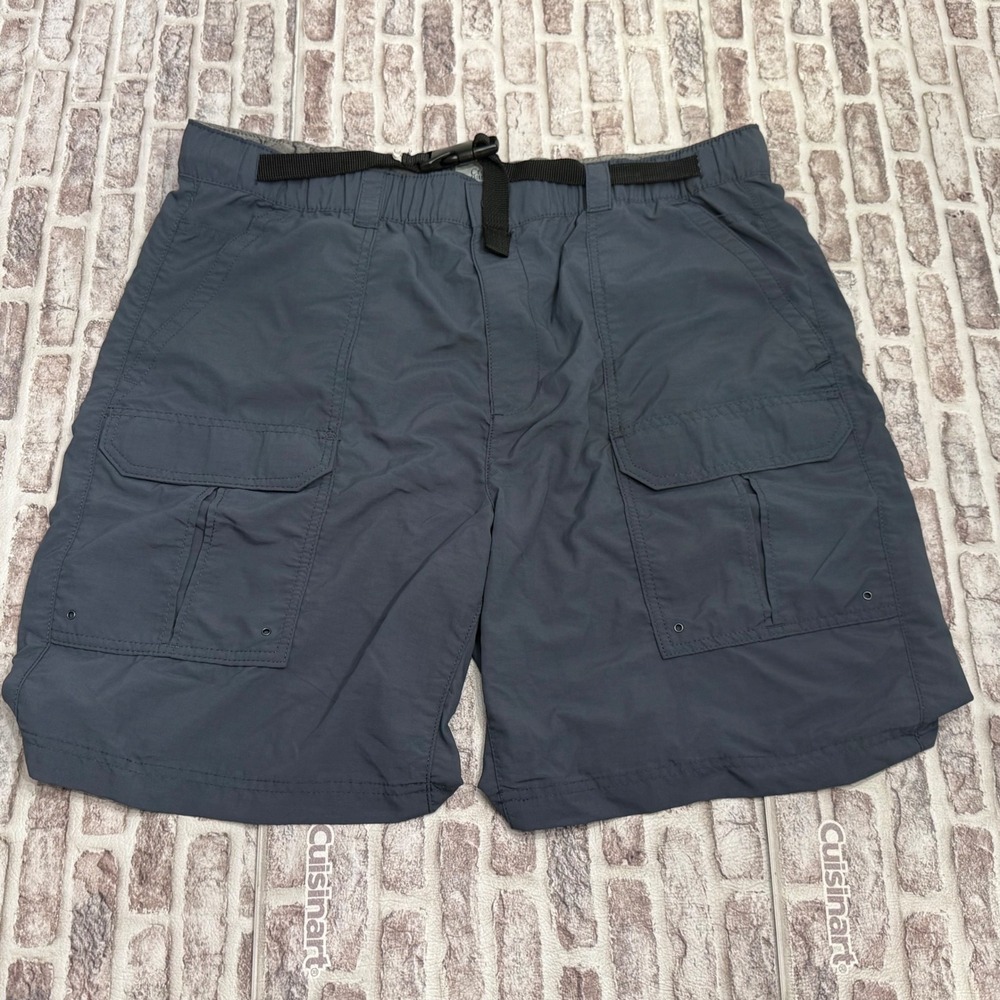 Croft & Barrow Mens Gray Hiking Cargo Shorts Large Belted Nylon Size 36